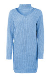Hollow Out Beads V Neck Sweater Dress