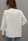 Hollow Out Sleeve Open Front Button Knit Cardigan