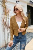 Plain Hollow Out Knit Open Sweater Cardigans