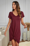 Wine Clear Skies Jersey Twist T-Shirt Dress