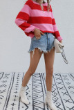 Color Block Striped Loose Pullover Sweaters