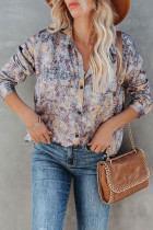 Brown Printed Pocketed Buttons Long Sleeve Shirt