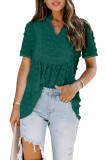 Green Swiss Dot Short Sleeve Flowy Top