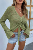 V Neck Hollow Out Bell Sleeves Sweater Unishe Wholesale