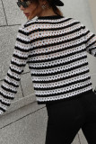 Spot Hollow Out Striped Pullover Sweaters