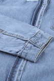 Blue Ripped Denim Jacket