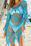 Aztec Knitted Beach Long Sleeve Hollow Out Cover Up Unishe Wholesale