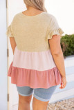 Ruffled Colorblock Babydoll Plus Size Top