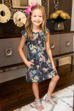 Yellow Little Girls' Ruffle Sleeve Floral Dress with Pockets