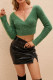 Wrap V Neck Hairy Short Sweaters