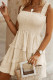 Ribbed Knit Shirred Tiered Ruffled Sleeveless Mini Dress