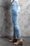 Sky Blue High Waist Distressed Skinny Jeans