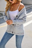 Vintage Button Pockets Front Open Cardigan