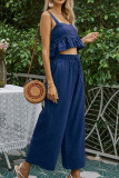 Solid Halter Crop Top & Pants 2PCS Set Unishe Wholesale