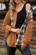 Brown Plaid Splicing Corduroy Shirt