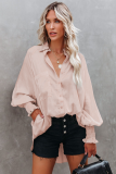 Pink Billowy Sleeves Pocketed Shirt