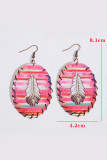 Bohemian Feather Print PU Earrings MOQ 5pcs