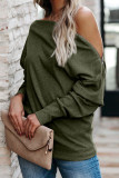 Green Ribbed Zip Knit Top