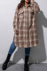 Plus Size Pockets Plaid Shacket Long Coat