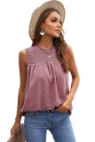 Swiss Dot Smocked Crew Neck Tank