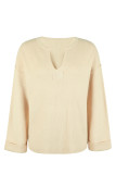 Cut V Neck Roll Up Cuff Knit Sweaterrs
