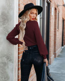 Plain Surplice V Neck Knit Sweaters
