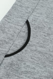 Gray Heathered Turn-down Collar Pullover Sweatshirt