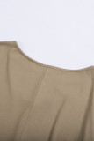 Brown 3/4 Sleeve Cut out Neckline Plus Size Top