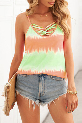 Orange Tie Dye Criss-Cross Camisole