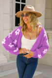 Floral Knit Short Length Sweater Cardigans