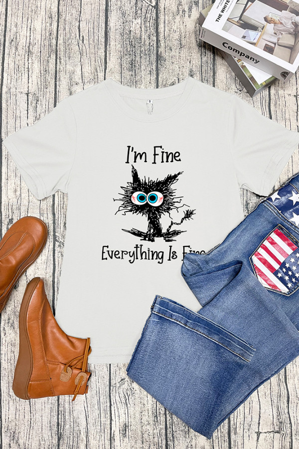 It's Fine I'm Fine Everything Is Fine Shirt, Funny Cat Shirt Unishe Wholesale