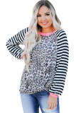 Leopard Stripe Twist Long Sleeve Top