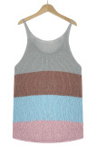 Color Block and Plain U Neck Knit Tank Top