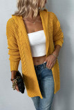 Plain Cable Knit Front Open Sweater Cardigans with Hood