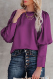 Purple Satin Cuffed Sleeve Top