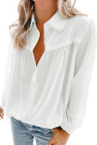 White Plain Pleated Bust Cuffed Sleeves Shirt