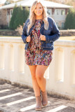 Plus Size Floral Print Mini Dress
