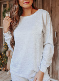 Gray Long Sleeve Pullover and Jogger Pants Lounge Set