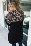 Black Leopard Detail Plus Size Cardigan