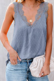 Sky Blue Eyelash V Neck Cami Tank Top