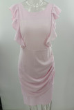 Sleeveless Open Back Tie Knot Ruffed Midi Dress