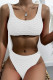 White Scalloped Edges Ribbed Bikini
