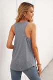 Gray V Neck Racerback Tank Top with Pocket
