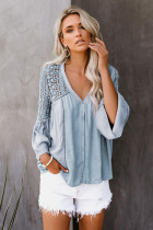 Sky Blue The Du Jour Crochet Blouse