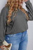 Plus Size Button Sleeve Plain Top