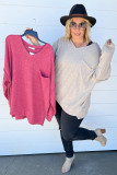 Rose Plus Size Chest Pocket Drop Shoulder Top