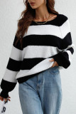 Color Block Striped Loose Pullover Sweaters