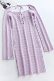 Square Neck Ribbed Knitting Mini Dress