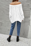 Off Shoulder Cable Knit Hollow Loose Sweater