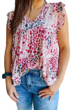 Spotted Print Ruffled V Neck Tank Top